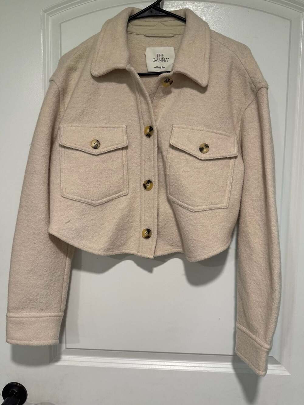 Aritzia Wilfred Free The Ganna Cropped Merino Wool Shacket Jacket Small